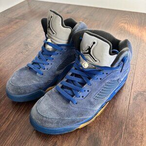 AIR JORDAN 5 RETRO Blue Suede Flight Suit - Size 10